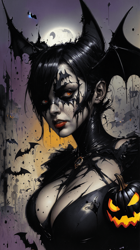 AI generated: (masterpiece)
(best quality)
(ultra-detailed)
(best illustration)
black bat by John Berkey 
seductiv...