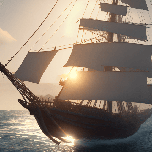 AI generated: Photo of a ultra realistic sailing ship, dramatic light, pale sunrise, cinematic lighting, battered,...