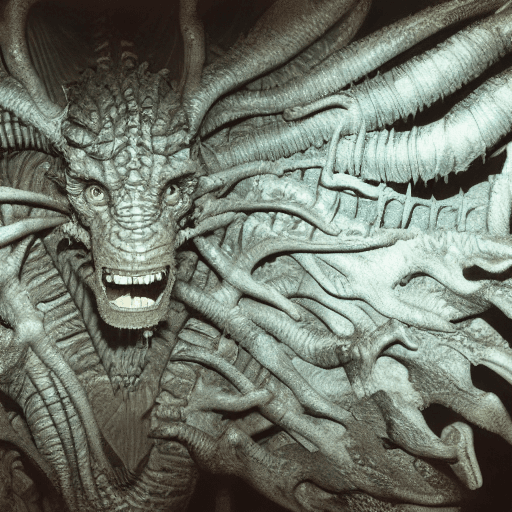 AI generated: fossils of Demogorgon at the museum of Mythical animal, best light, realistic photo, hyperrealistic,...