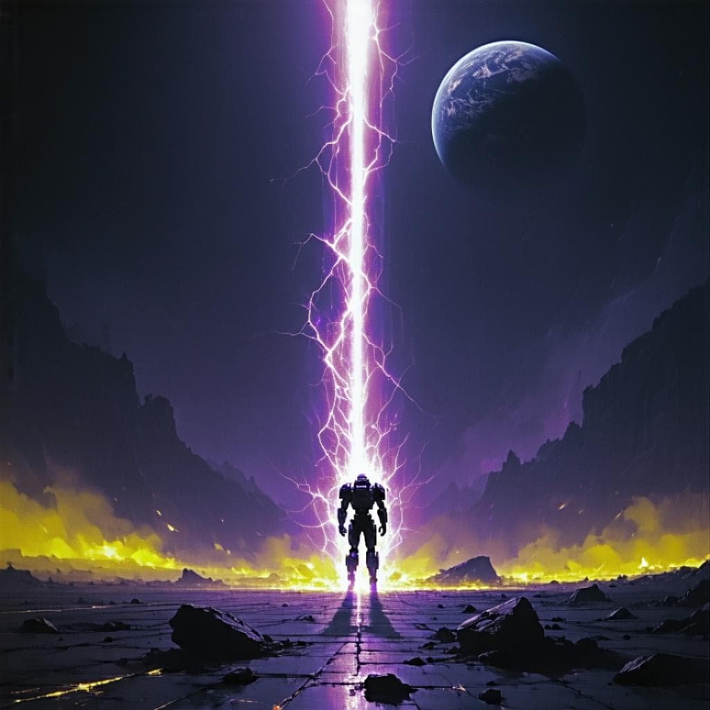 AI generated: Darkwave, synthwave,  epic music album cover. It portrays a close up of a floating very muscular per...