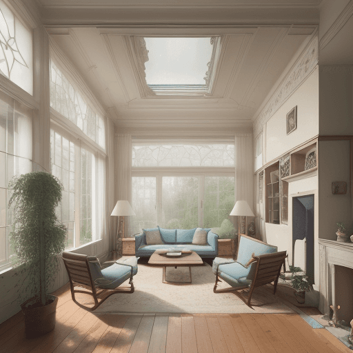 AI generated: High resolution photography interior design, dreamy sunken living room conversation pit, wooden floo...