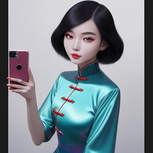 AI generated: Chinese model poses for a selfie, in the style of social media influencers, webcam photography, Feli...