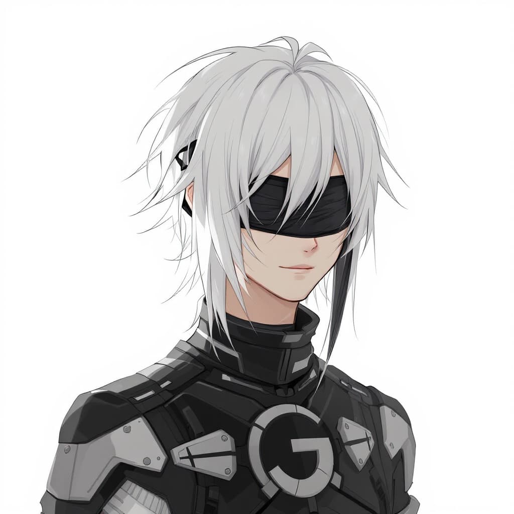 AI generated: YoRHa No.2 Type B, NieR:Automata, A little younger boy 17 years(white long hair, black combat unifor...