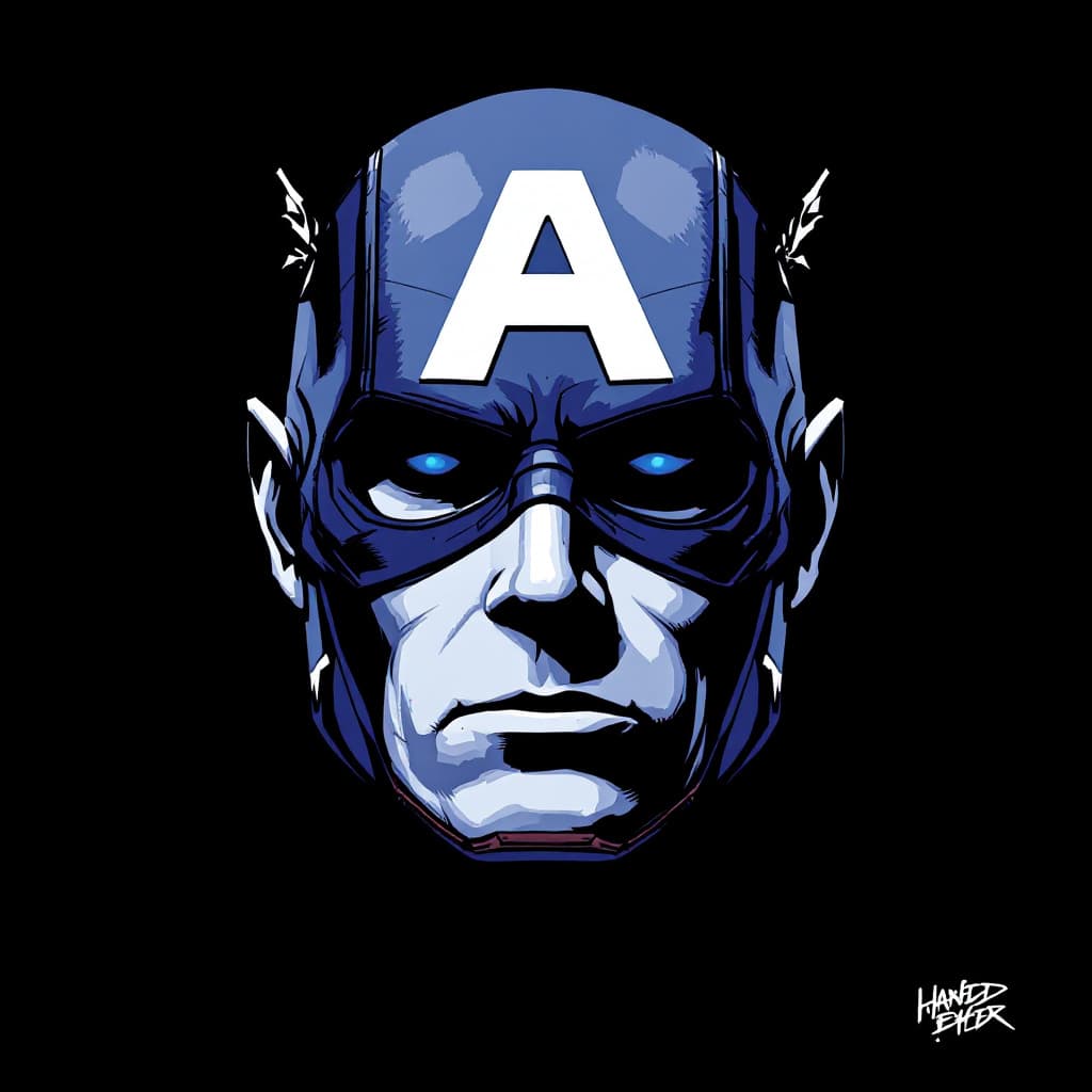 AI generated: captain america face --style raw