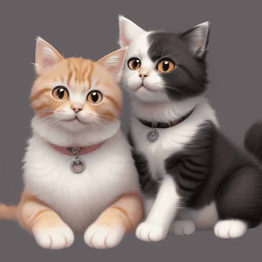 AI generated: Please draw a cute cat and a huge dog