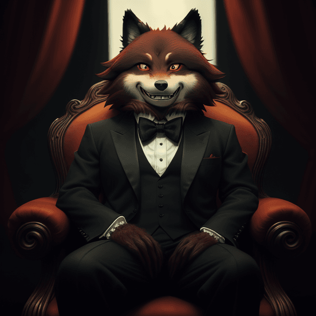 AI generated: high quality art by studio ghibli, moody lighting, Anthropomorphic male wolf, reddish-brown fur and ...