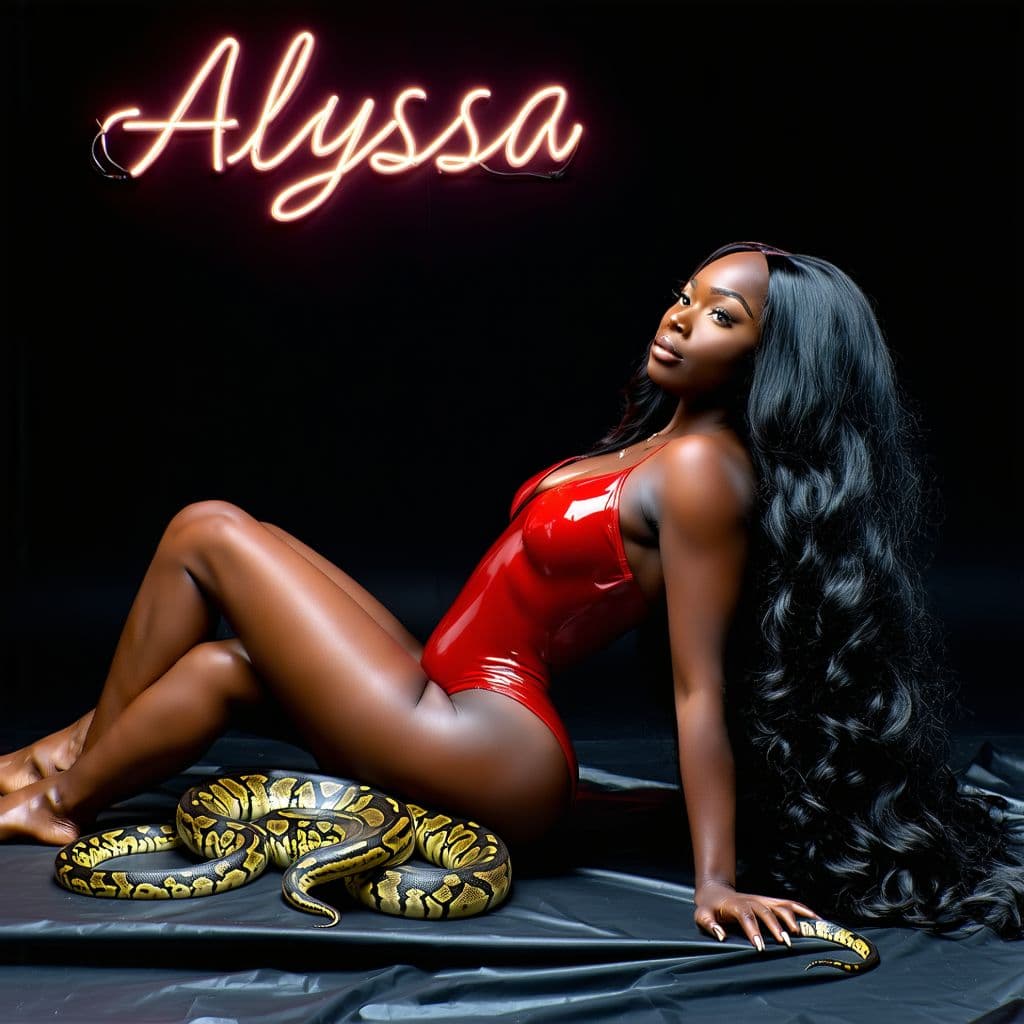 AI generated: Create a photorealistic, cinematic stage scene featuring a curvy Black woman lying on her back on th...