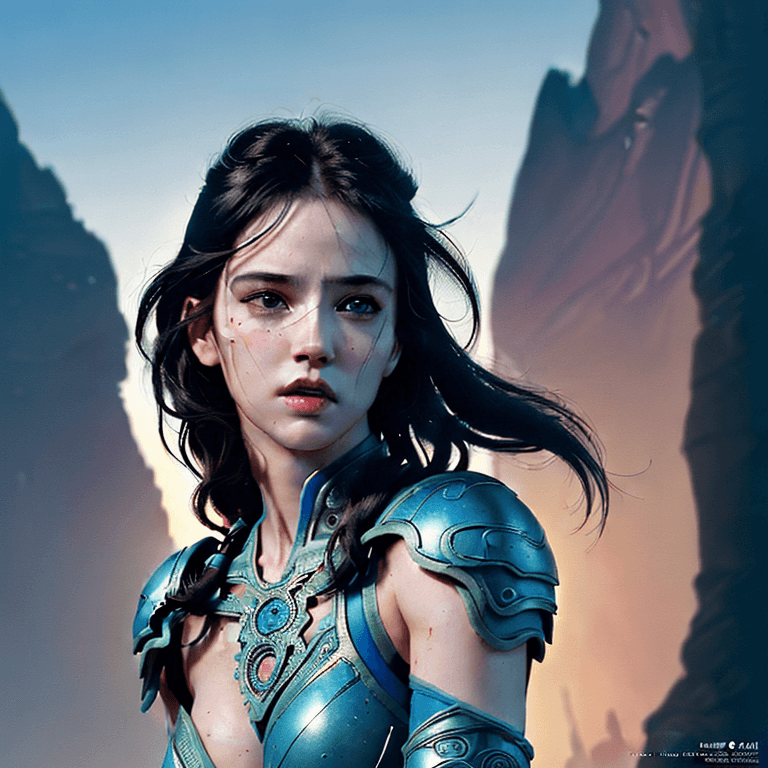 AI generated: futuristic cute, high resolution, 4k, ultra realistic, photo realistic, strong warrior princess| cen...
