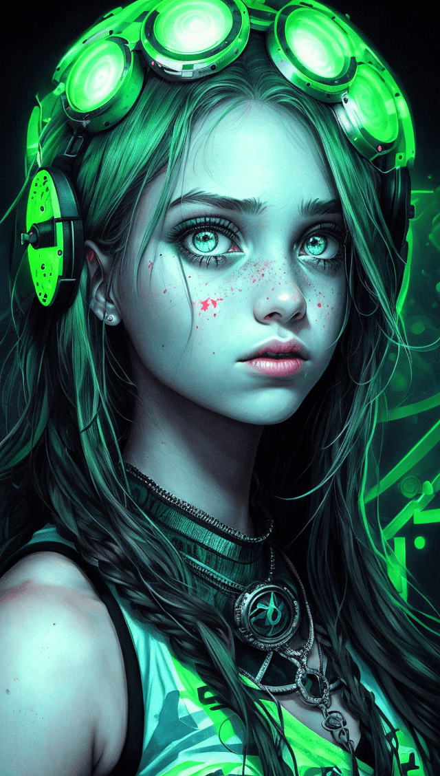 AI generated: portrait of a teenage girl, (by artist Will Toulan:1.2), Solarpunk style, (gloomy illumination, insa...