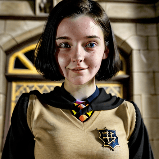 AI generated: hogwarts legacy, poppy sweeting, 18 years old, 4 feet tall, beautiful face, collar-bone, perfect bod...