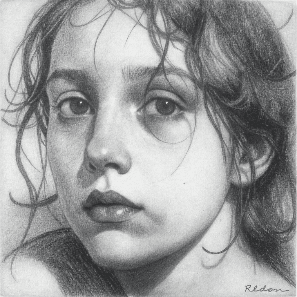 AI generated: graphite pencil drawing, simple, woman's face, by Odilon Redon --quality 2 --s 750 --v 5.2