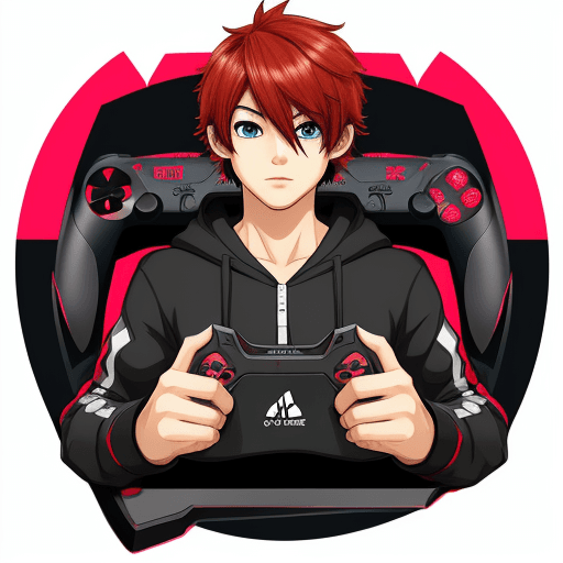 AI generated: Boy gamer anime logo