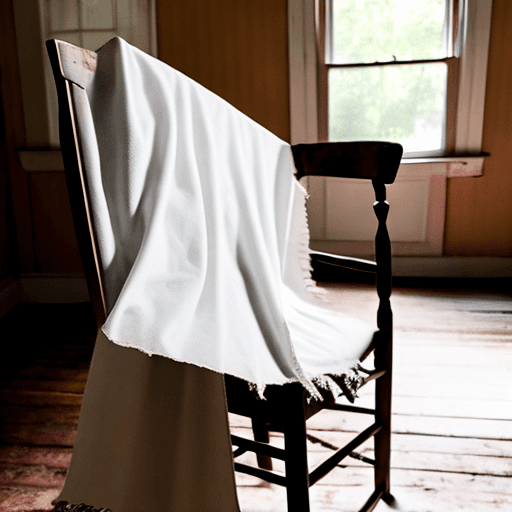 AI generated: dust sheet over a chair in an old 1800's house. style: cinematography
