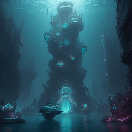AI generated: underwater city, mermaids, cyberpunk, intricate artwork . octane render, trending on artstation, cin...