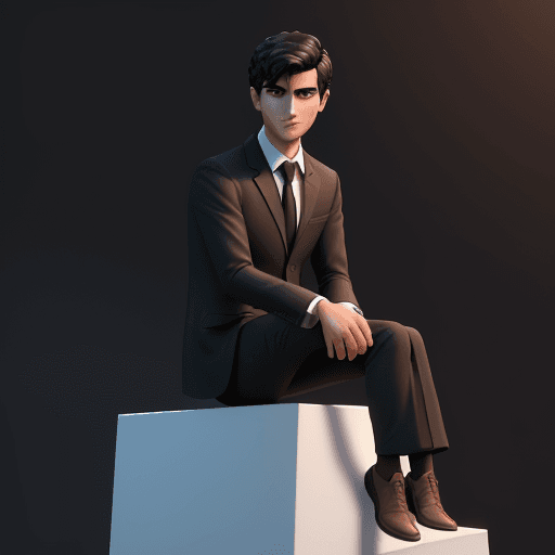 AI generated: Create a 3D illustration of a boy animated character sitting respectfully on top of a social media l...