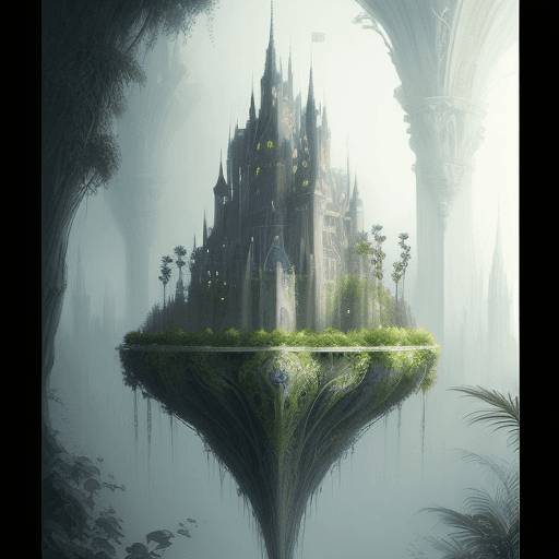 AI generated: 
futuristic architecture Aesthetic dream castle plants picture dreamy drawing / painting / Chris Bos...