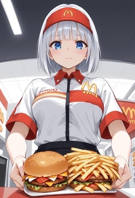 [Illust&XL&Pony] mcdonald's uniform / 日本マクドナルド旧制服