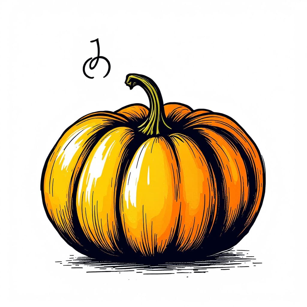 AI generated: a simple abstract cute pumpkin on its side with text above that says potat with white background --s...
