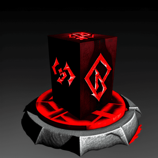 AI generated: create a cartoonish rune
base it on norse mithology 
make it red
