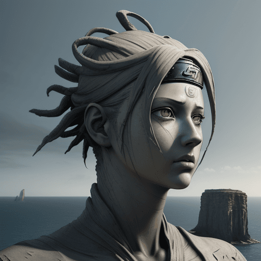 AI generated: art statue in cliffs, naruto and sasuke in the style of realistic hyper-detailed portraits, cryengin...