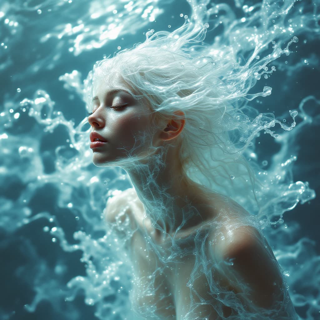 AI generated: Visualize a translucent aquatic texture that mimics a water surface. The texture evokes an ethereal ...