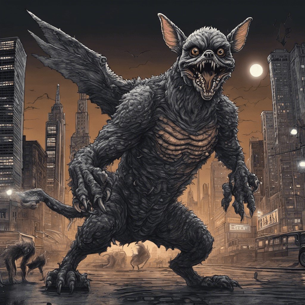 AI generated: a Kaiju monster that resembles a chihuahua, Chicago backdrop at night, hyper detailed, realistic sce...