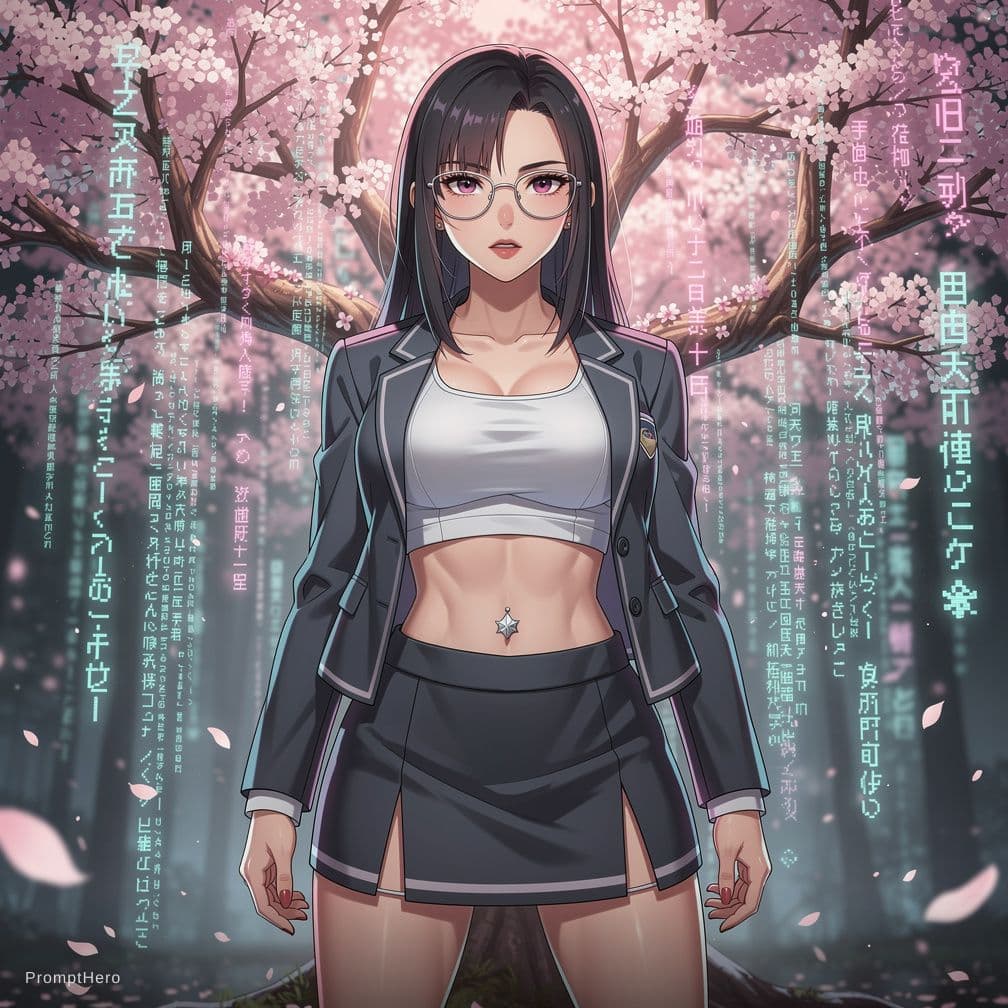 AI generated: 24 year young niji anime asian girl, very sultry look, so hot girl, beautiful charismatic girl, so h...