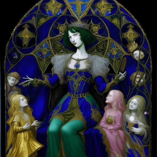 AI generated: Byzantine Allegory - Harry Clarke Rococo , painting, 3d render, cinematic