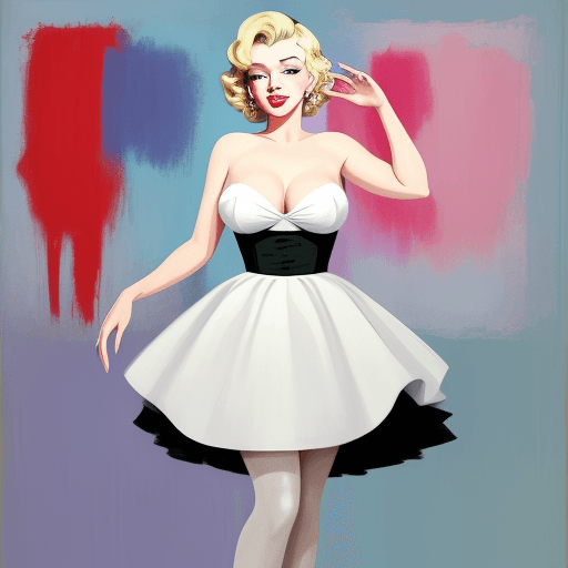 AI generated: Contemporary painting of Marilyn Monroe, dressed in fashionable clothes, glamour, creative, poster 