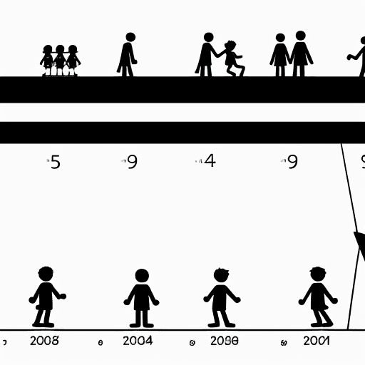AI generated: A timeline showing a simple representation of age groups, starting from young children to teenagers ...