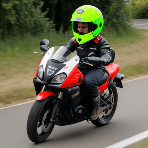 AI generated: Jeune avec un casque de moto sur la tête 
