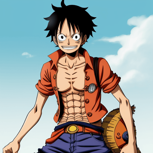 AI generated: crea una imagen de luffy de one piece de lado en un solo color 

