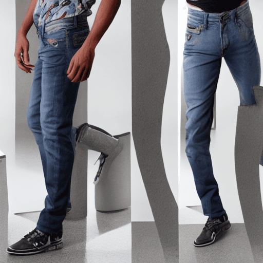 AI generated: Male model handsome slim runway jeans 