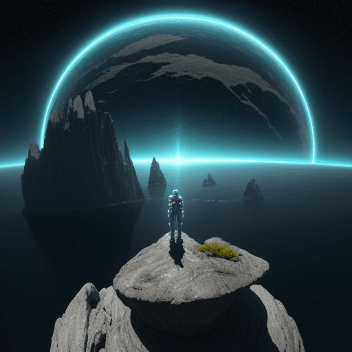 AI generated: illustration, sci-fi concept,small rock naturally form the number 11, wide view, overlooking the cur...