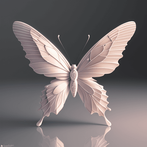 AI generated: A stunning, highly detailed 3D rendering of a butterfly with open wings, meticulously crafted from d...
