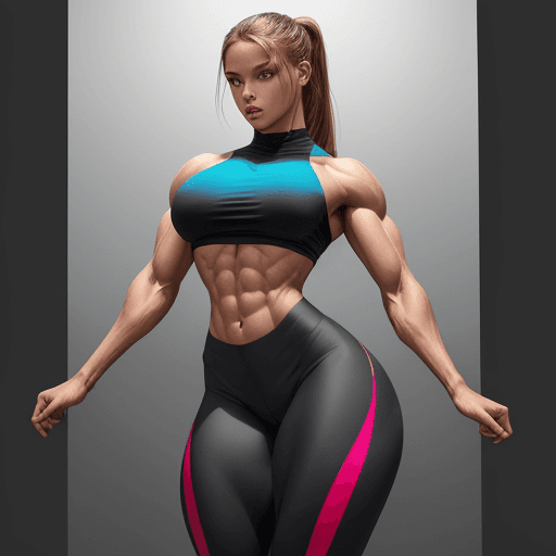 AI generated: Beautiful girl, stands and shows her perfect figure to her full height, well - developed muscles, be...