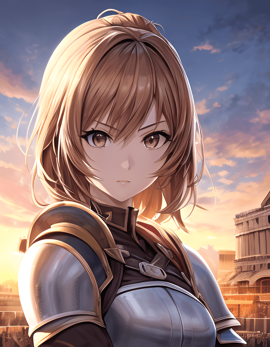 AI generated: perfect anime quality, anime girl gladiator, digital painting, 64k, beautiful scenery, perfect face,...