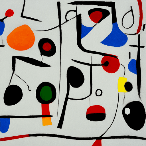 AI generated: A closeup painting in the style of Joan Miro depicting a minimal abstract art, white background --ar...