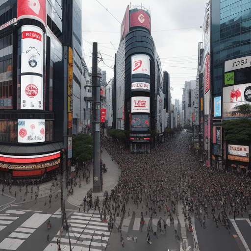 AI generated: Distrito de Shibuya y su cruce iconico
