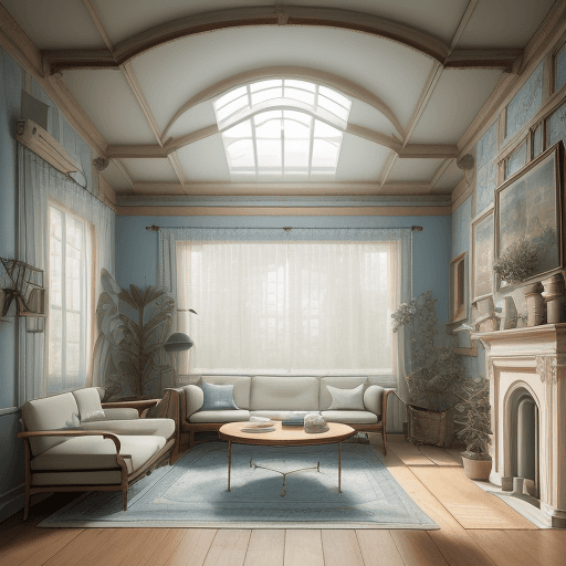 AI generated: High resolution photography interior design, dreamy sunken living room conversation pit, wooden floo...