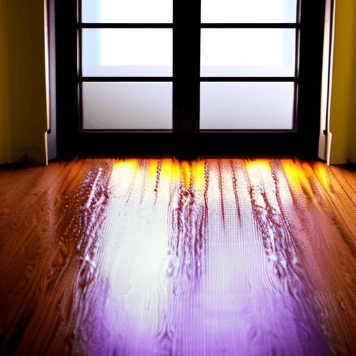 AI generated: photograph, an empty doorway to a kitchen, a shiny brazilian teak floor, 4k, detailed, ambient light...