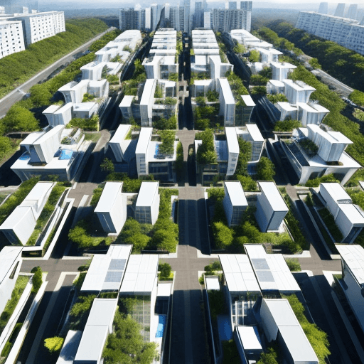 AI generated: a magnificent modern ecotourism village with different residential buildings designed by architect S...