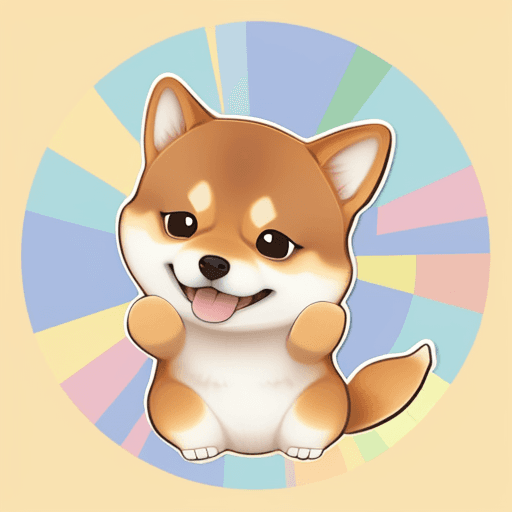AI generated: A Kawaii Shiba dog sticker with cute eyes, Pixar-styled characters, The dog made a gesture of raisin...