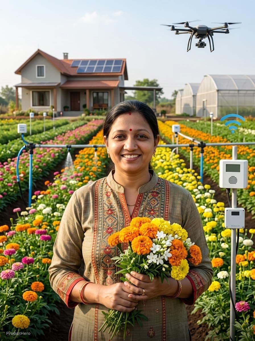 AI generated: best smart farm images and flower and beautiful girl
