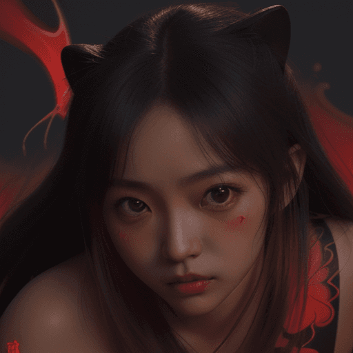 AI generated: an image with a character on an island, in the style of kawacy, dark bronze and red, luminous brushw...