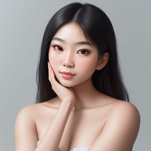 AI generated: Social media influencer photoshoot, Asian beauty standards, natural pose, hyperrealistic, photoreali...
