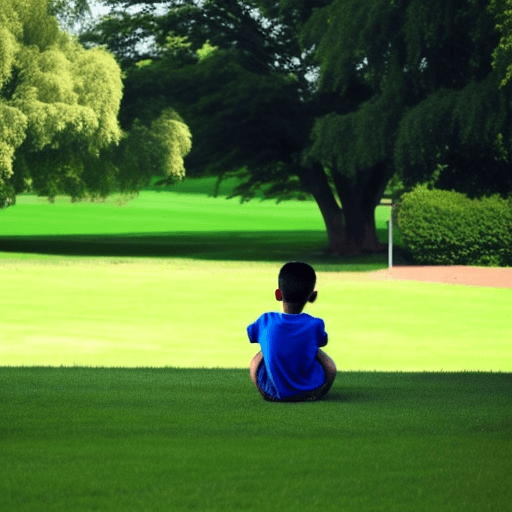 AI generated: boy sits on the lawn,
Eyes lost in the horizon,
thinking about things to do.