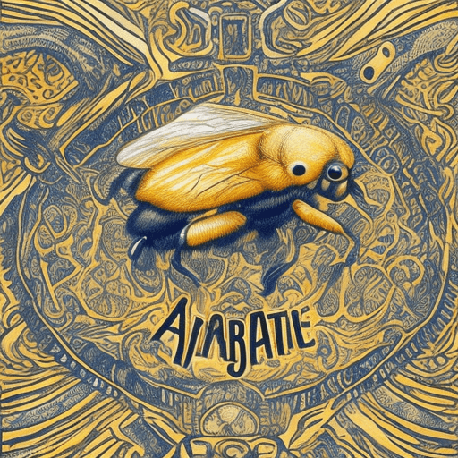 AI generated: the name AbejArte seems to be made of bee honey, that there are a few drops that are about to fall f...