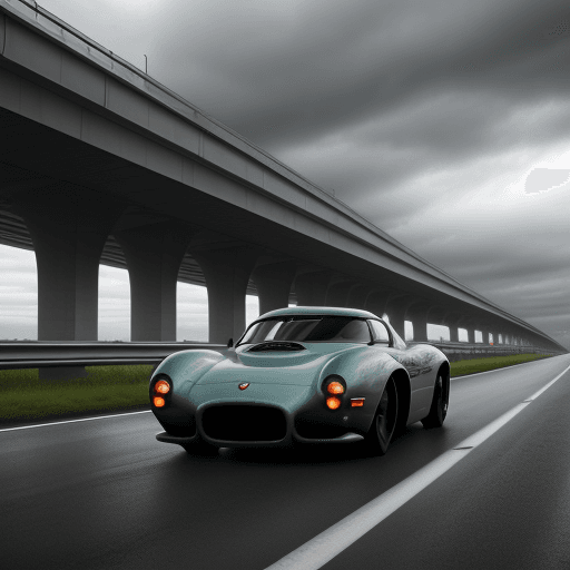 AI generated: a beautiful car creature in a highway in a cloudy day prompts

