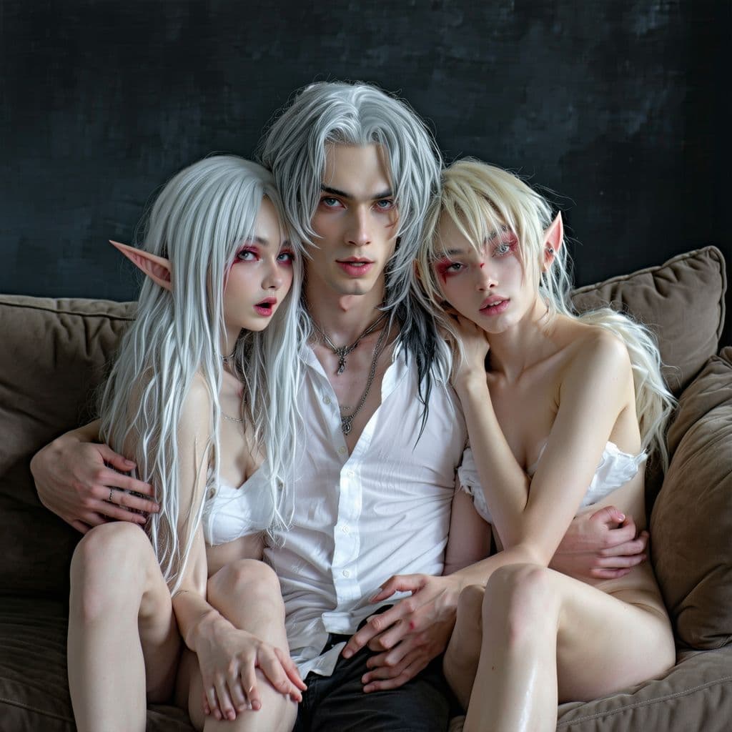 AI generated: {2girls, 1boy:1.4}  
(high angle from the front), (horizontal layout, wide framing), (showing the bo...